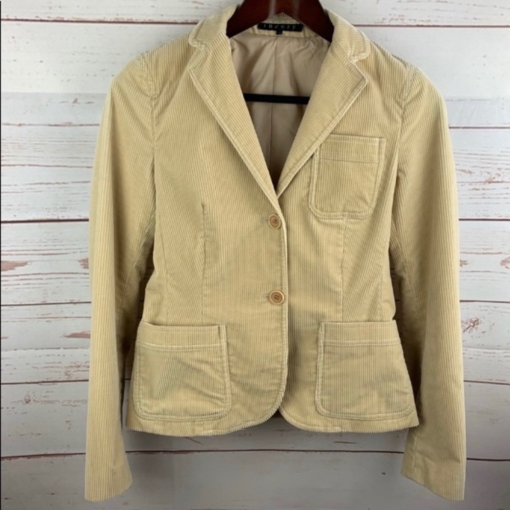 Theory | Khaki Corduroy Two Button Blazer